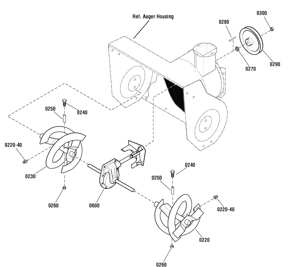 Auger Drive Group Diagram and Parts List for 1695691 2009 Briggs and Stratton Snow Blower